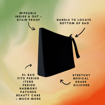 WIPEABLE POUCH (INSIDE & OUT) IN BLACK HARMONY