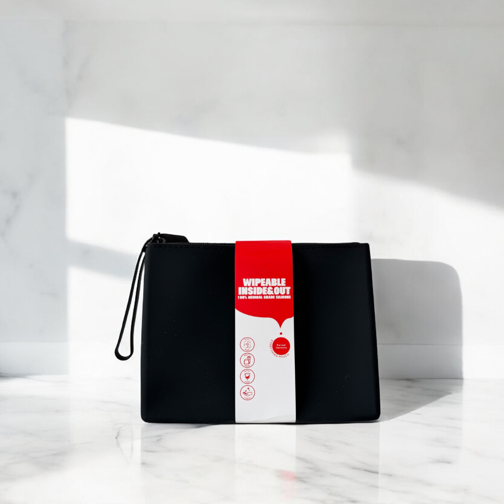 WIPEABLE POUCH (INSIDE & OUT) IN BLACK HARMONY