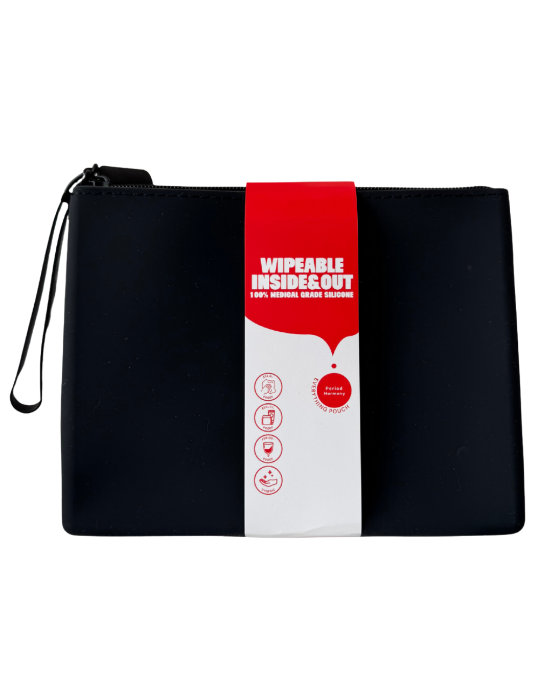 BLACK HARMONY WIPEABLE (INSIDE & OUT) POUCH, LARGE